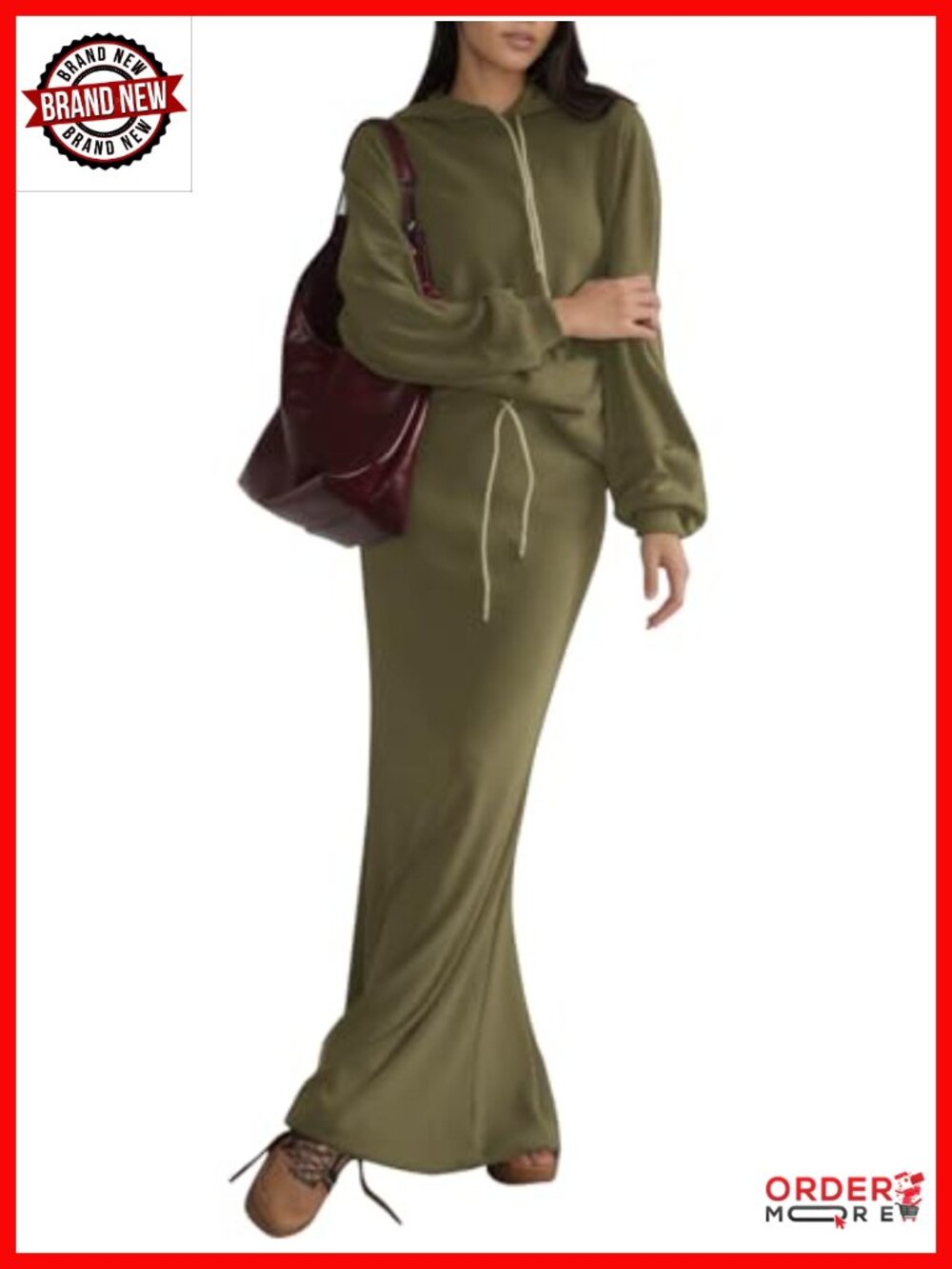 2 Piece Hoodie & Long Skirt Set Polyester Spandex Sweatsuit